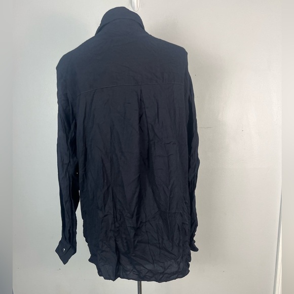 Vintage 90s XTC beaded net black long sleeve button down top size 2x - Picture 4 of 4